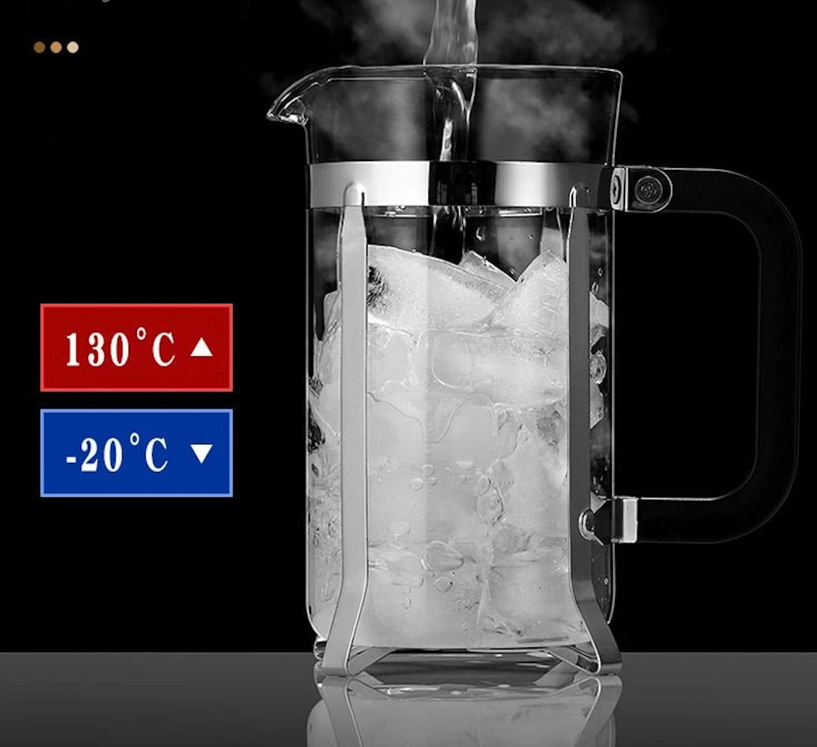 cafetière à piston supporte température 130 degrés ou moins 20 degrés