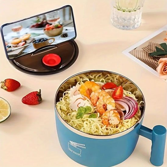 Couvercle Lunch box peut servir support pour cellulaire