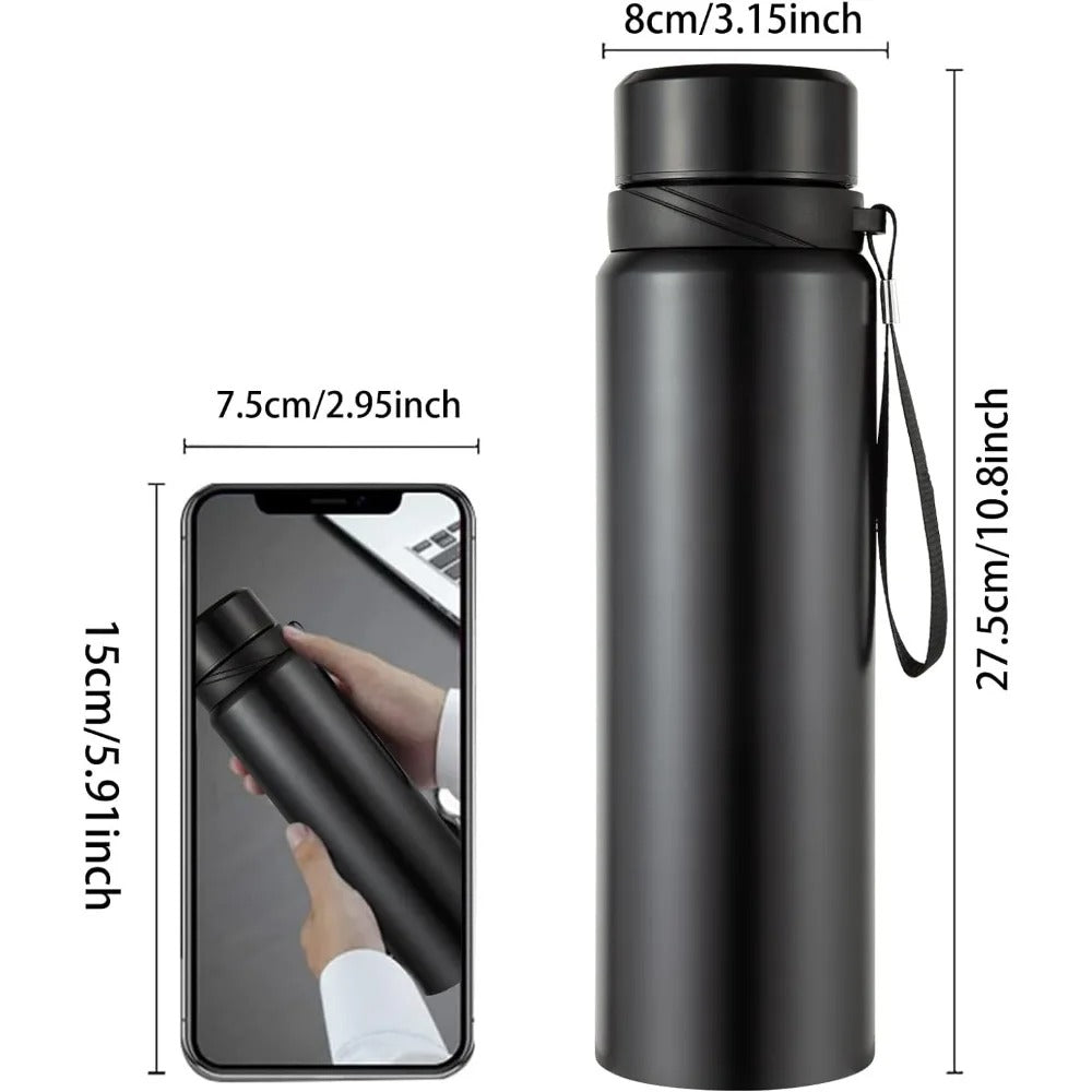 dimensions gourde isotherme 1 litre noire