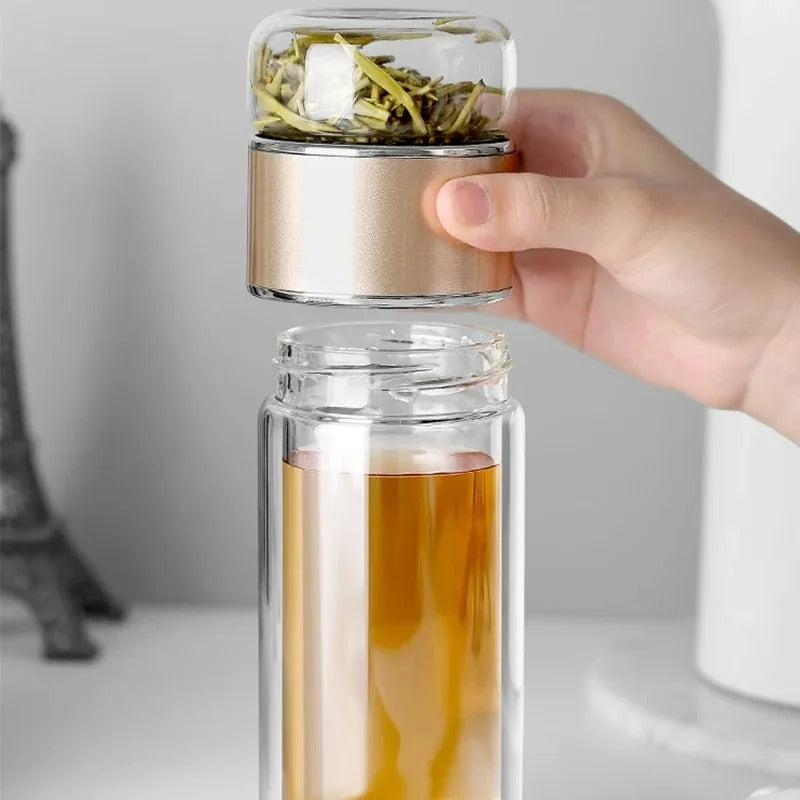 gourde en verre compartiment à thé