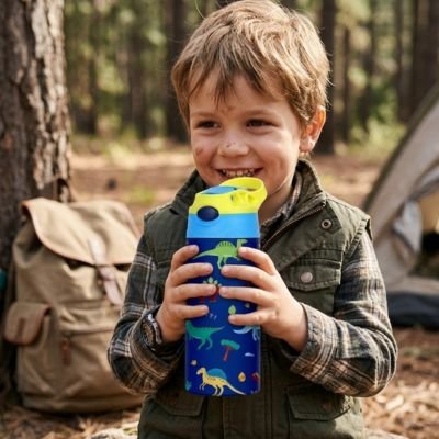 Gourde enfant accompagne petit campeur en herbe