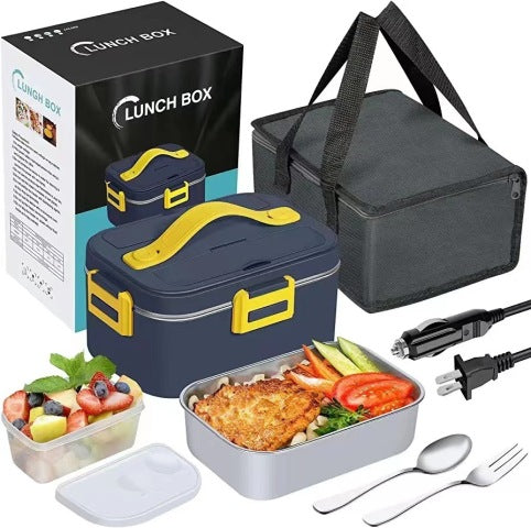 Lunch box chauffante poignée jaune avec accessoires
