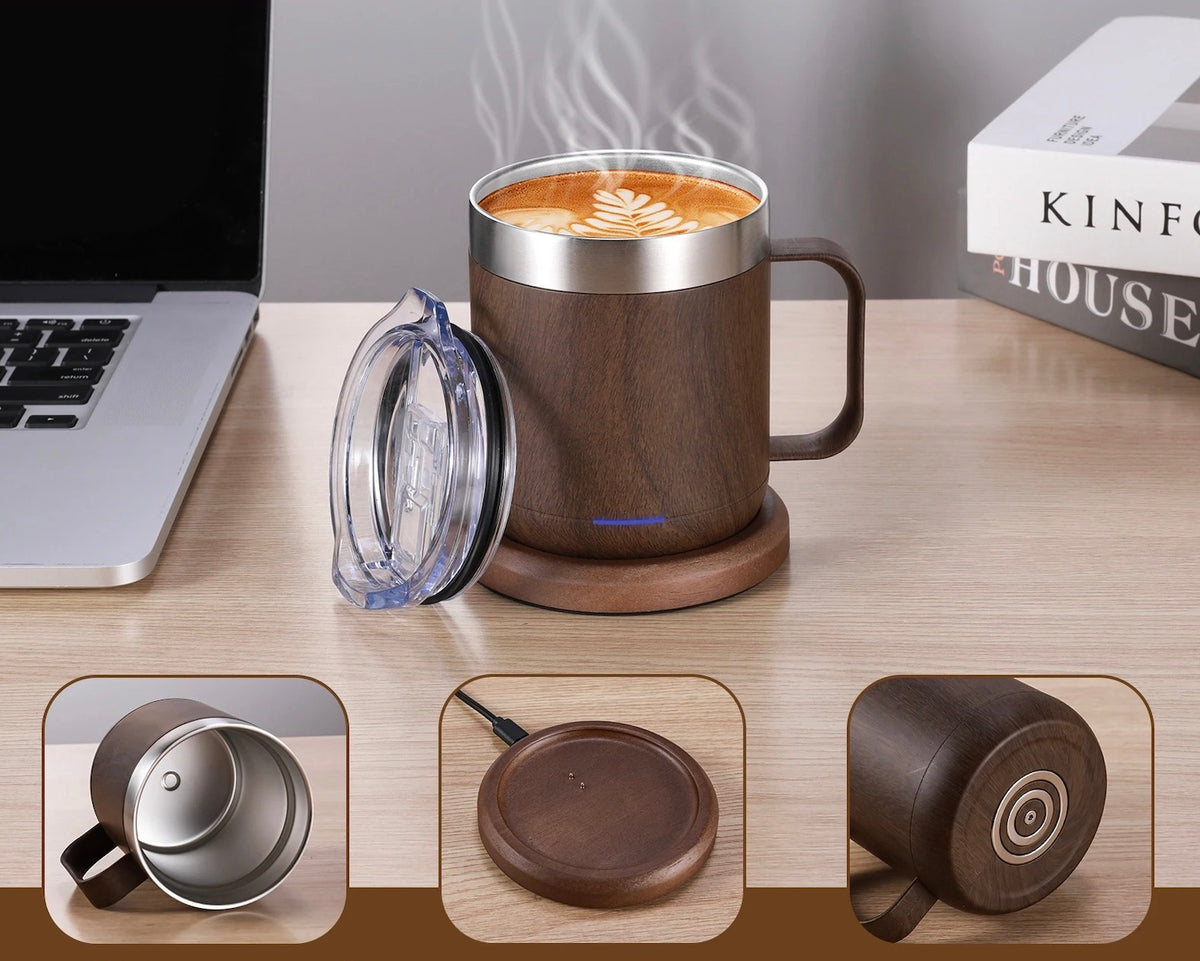 Chauffe tasse USB tasse inox couvercle base chauffante