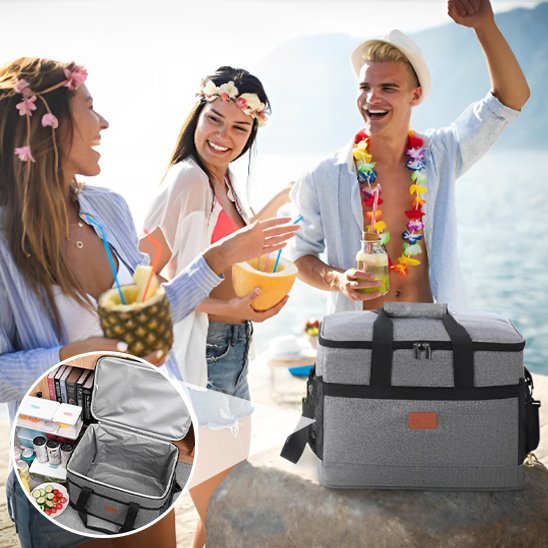 Jeunes gens plage sac isotherme repas 