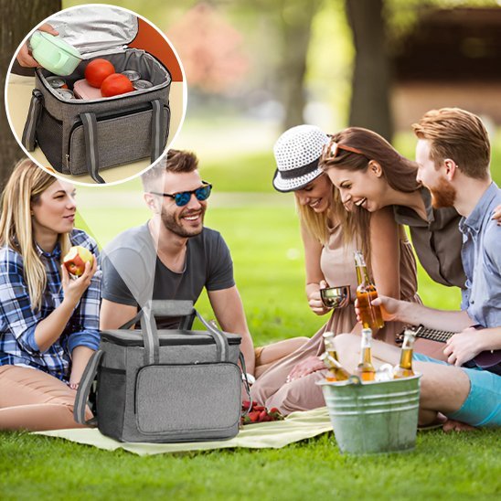 amis fêtent sur gazon sac isotherme