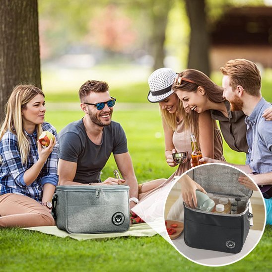 Amis pique-nique sac isotherme repas gris