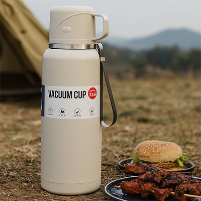 Bouteille isotherme au sol en plein air