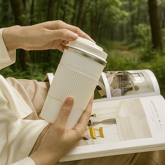 Bouteille isotherme blanche plein air