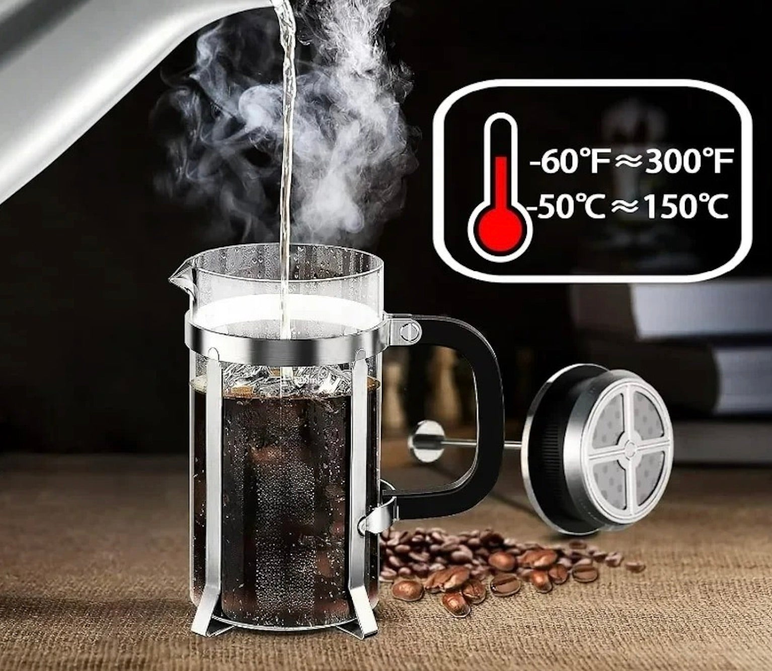 cafetiere a piston 2 tasses borosilicate résiste très chaud et très froid