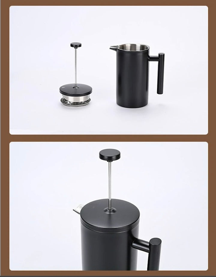 cafetière à piston avec filtre inox