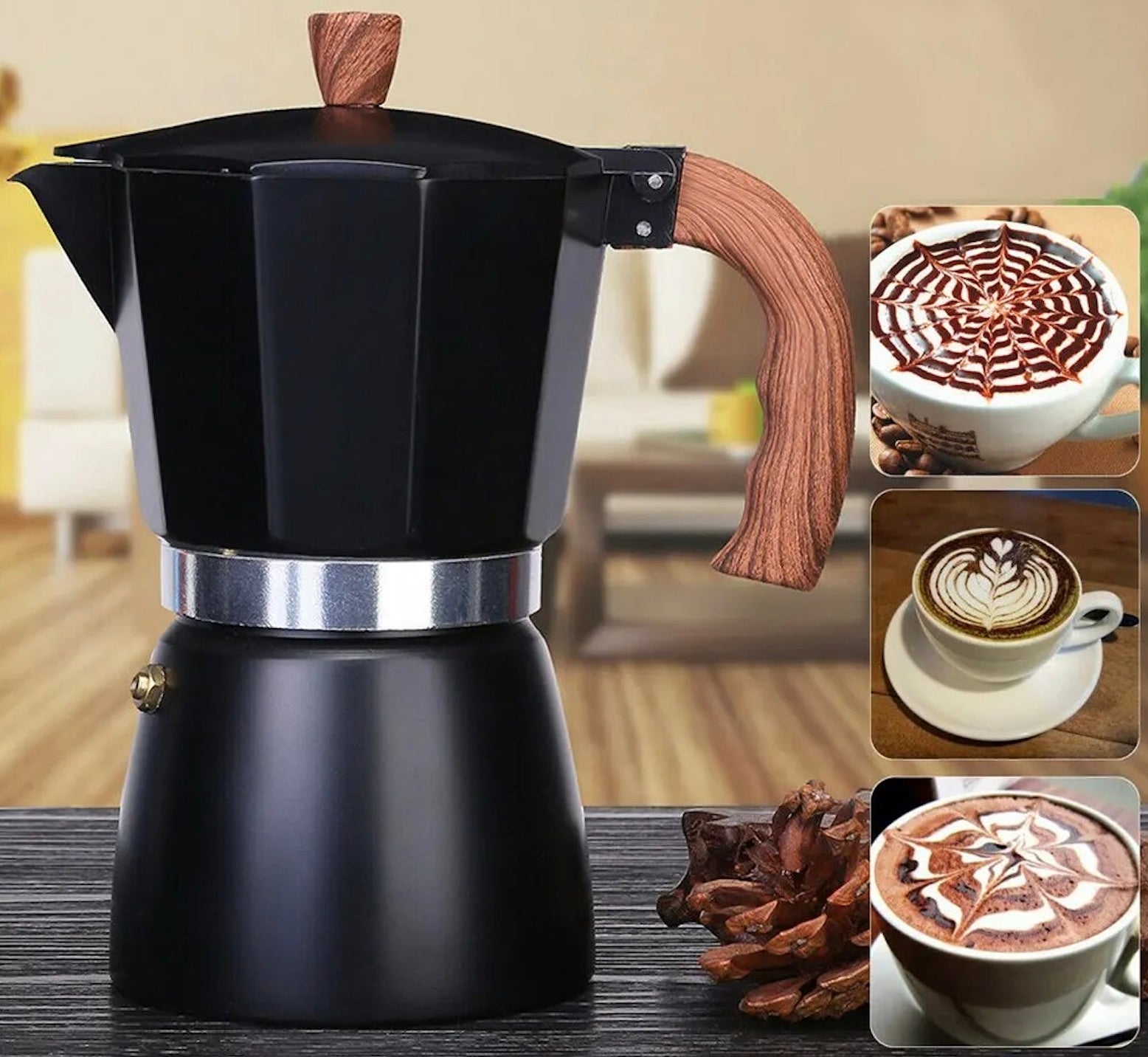 cafetiere camping noire expresso crémeux