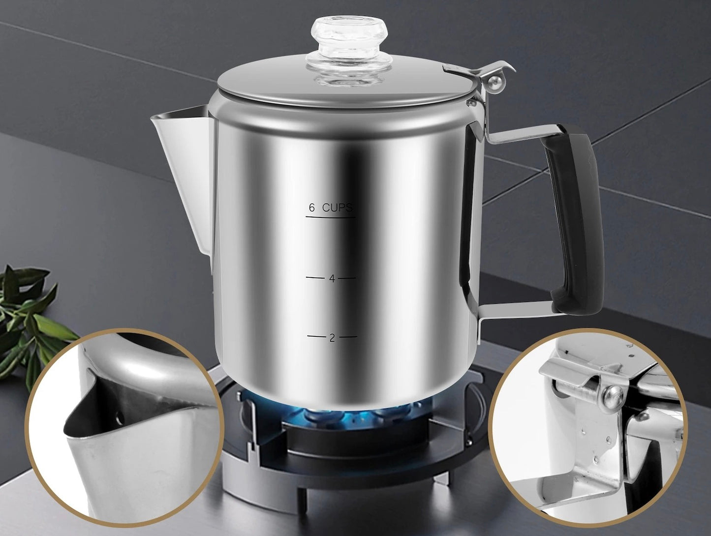 cafetière percolateur, sur cuisinière gaz van