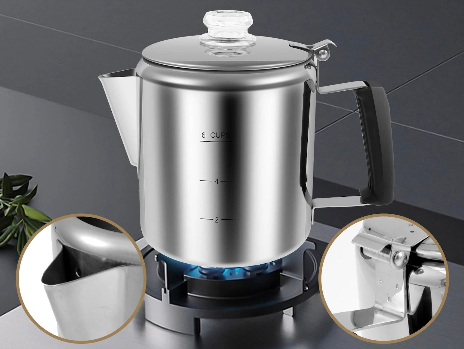cafetière percolateur, sur cuisinière gaz van
