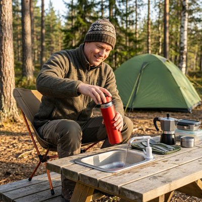 Campeur ouvre bouteille isotherme rouge