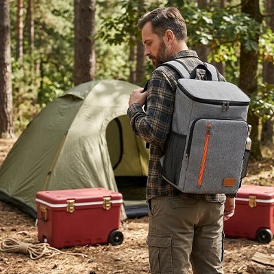 Campeur porte sac a dos isotherme avec bretelles