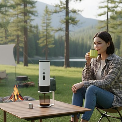 Campeuse boit café moka grâce machine expresso manuelle