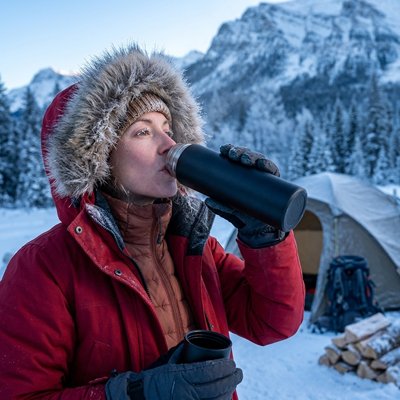 Campeuse hiver boit bouteille isotherme noire