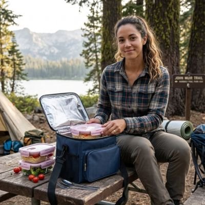 Campeuse sort gamelle du sac isotherme repas bleu marine
