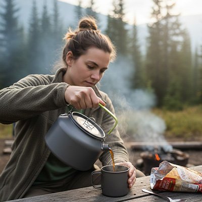 Campeuse verse eau chaude tasse avec bouilloire de voyage 