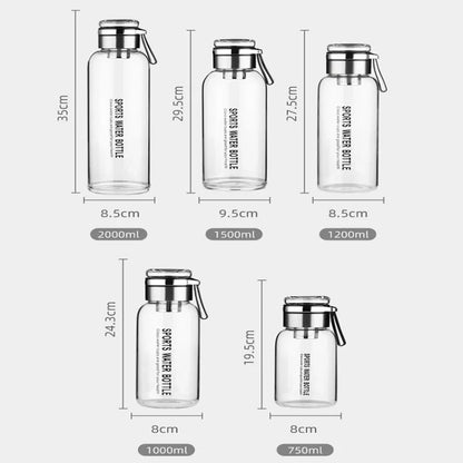 cinq dimensions pour gourde verre