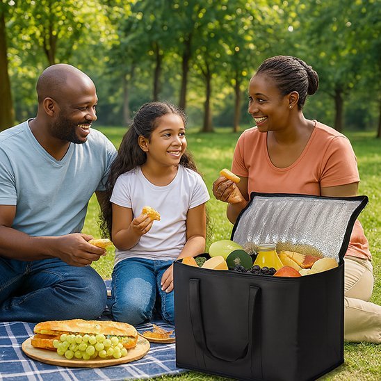 Couple et enfant lunch sac repas isotherme