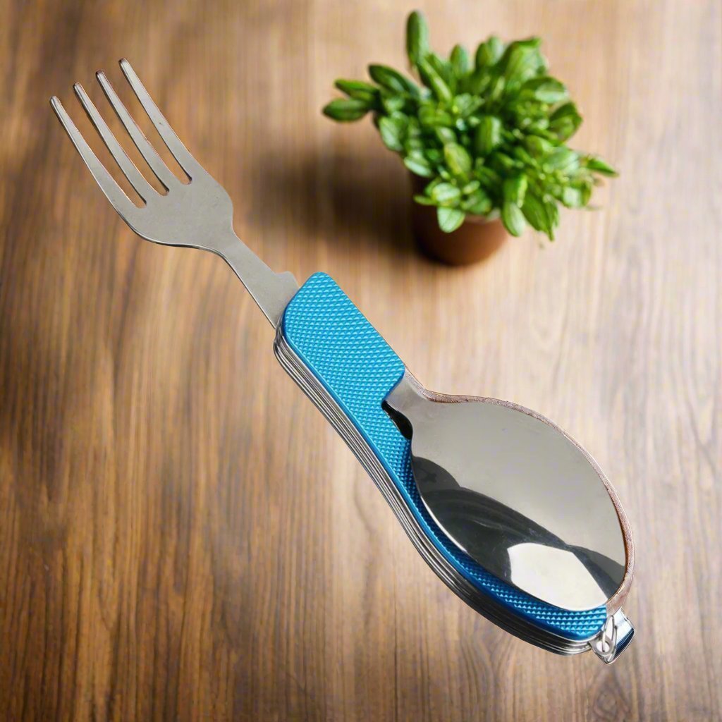 Couteau Suisse - FoldableTablewareSet™ - Bleu - Accrocamping