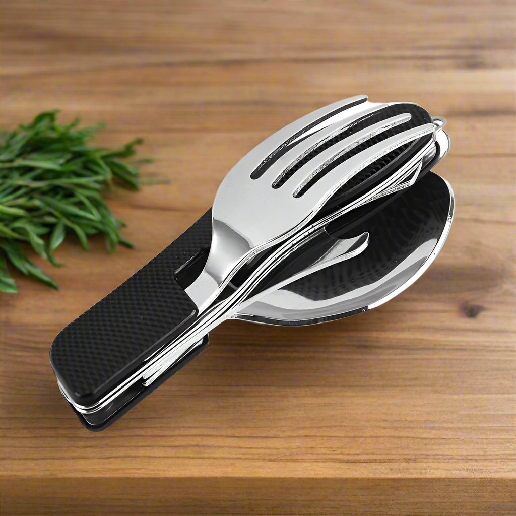 Couteau Suisse - FoldableTablewareSet™ - Noir - Accrocamping