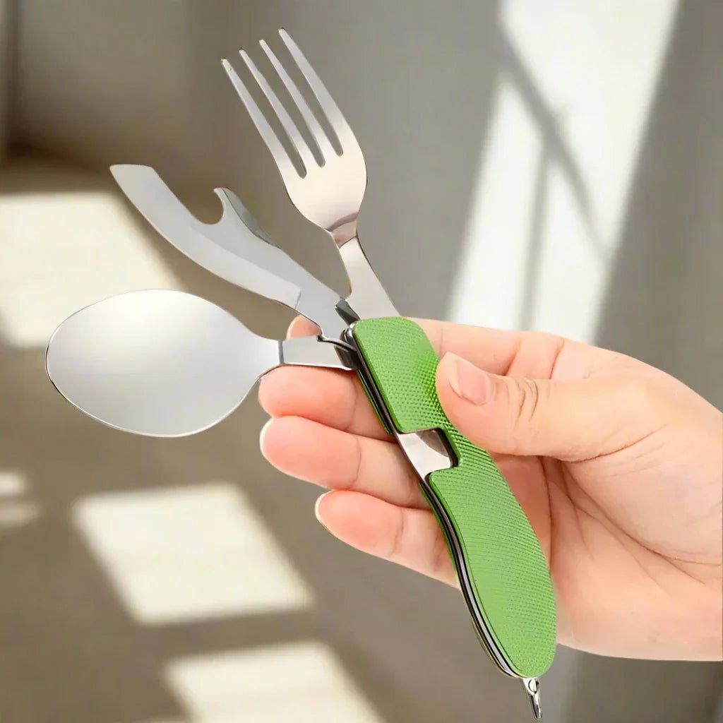 Couteau Suisse - FoldableTablewareSet™ - Vert - Accrocamping