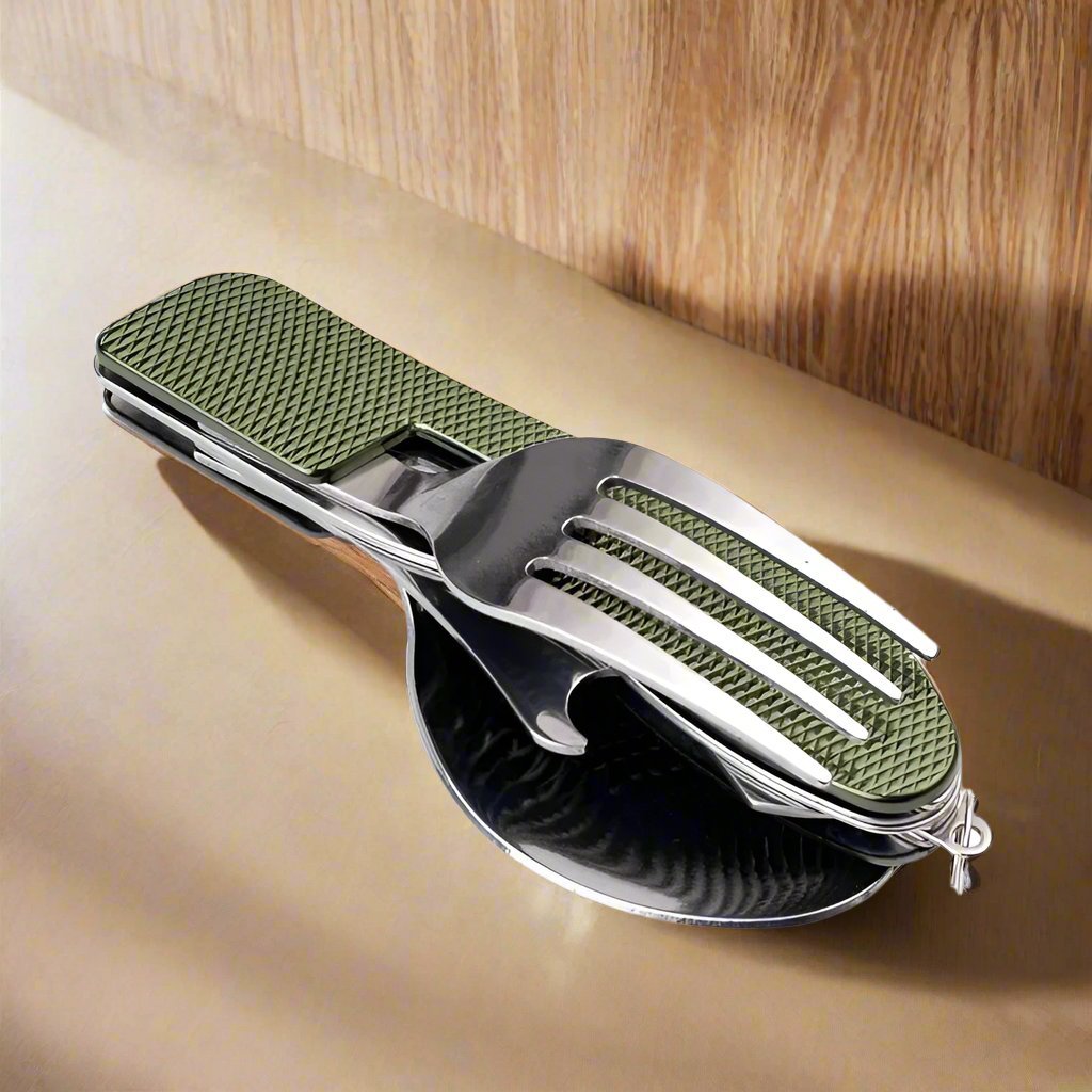 Couteau Suisse - FoldableTablewareSet™ - Vert - Accrocamping