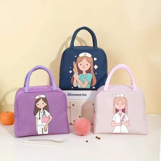 différentes images infirmières sur sacs isothermes FreshTote