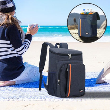femme plage boit boisson chaude sac isotherme noir