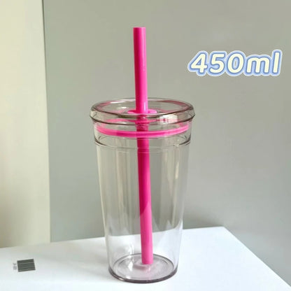 gobelet en plastique paille rouge rose 450 ml