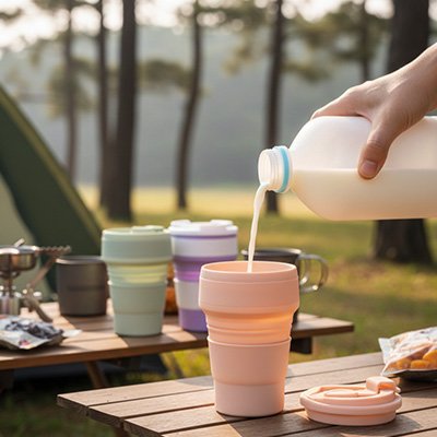 Gobelet pliable avec grande ouverture remplissage