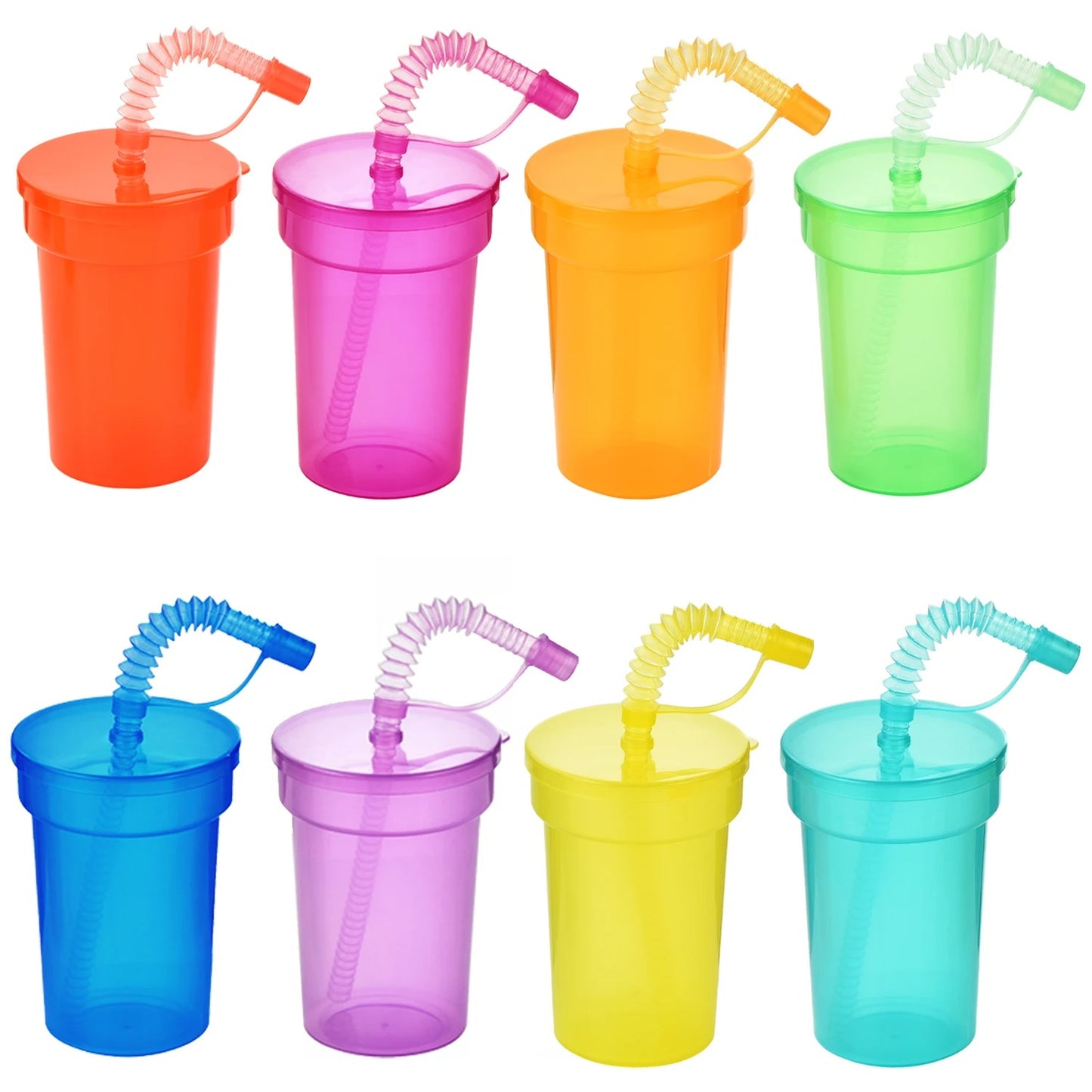gobelets huit couleurs pailles intégrées