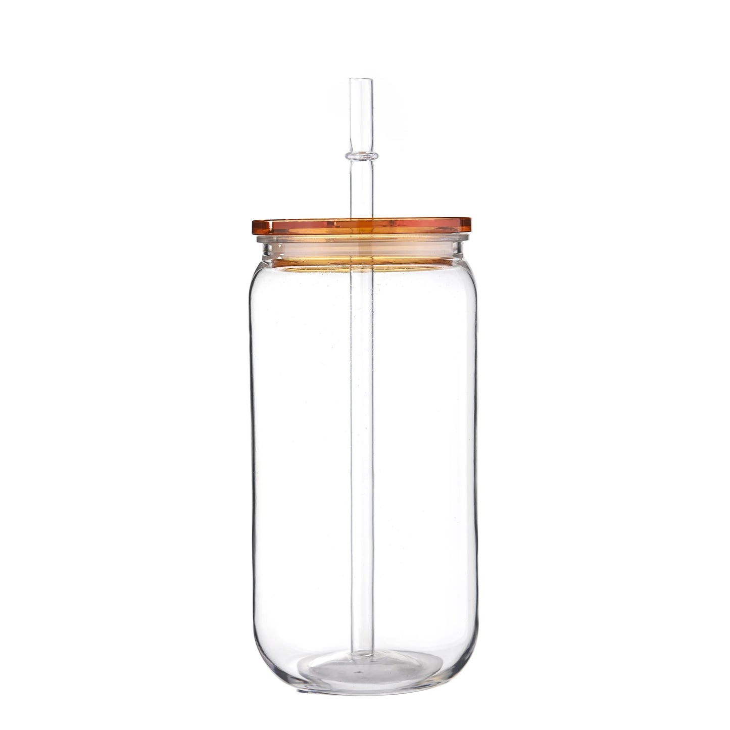 gourde à paille couvercle orange transparent