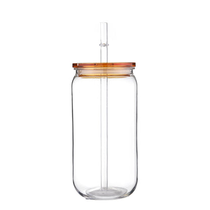gourde à paille couvercle orange transparent