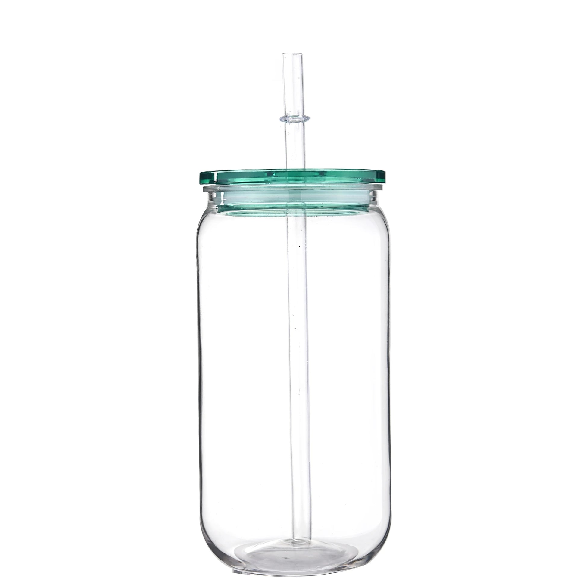 gourde à paille couvercle vert transparent
