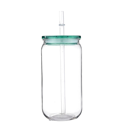 gourde à paille couvercle vert transparent