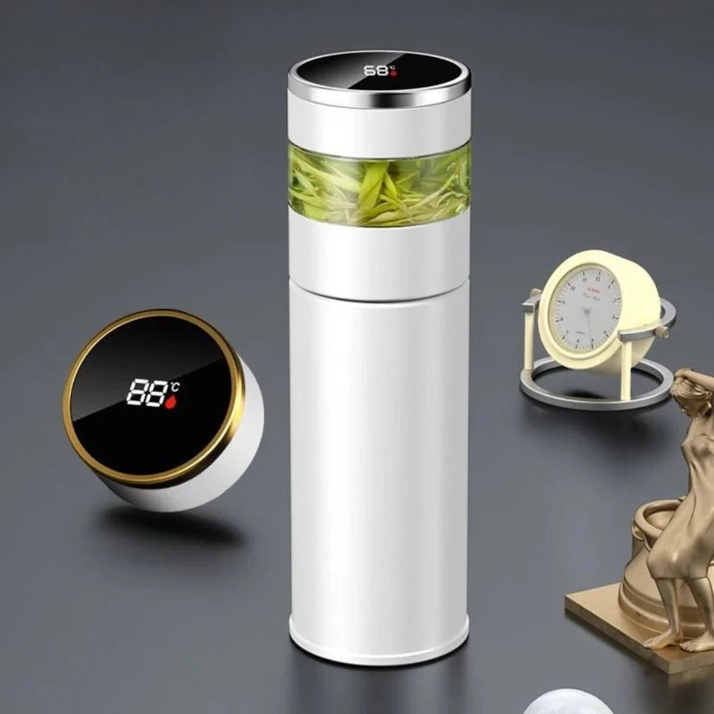gourde en inox blanche avec infuseur thé