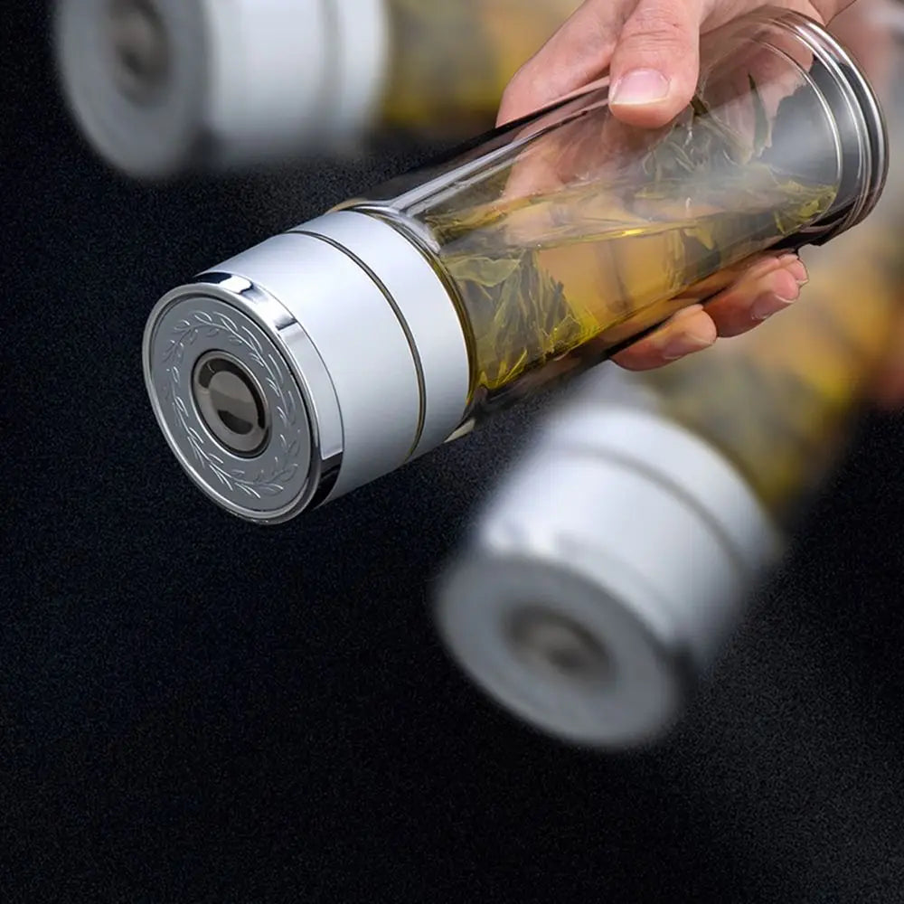 gourde en verre argent étanche