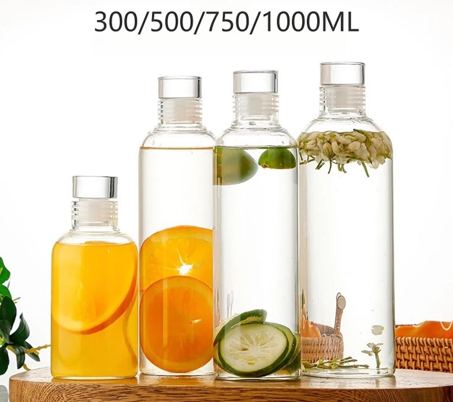 gourde en verre en quatre formats