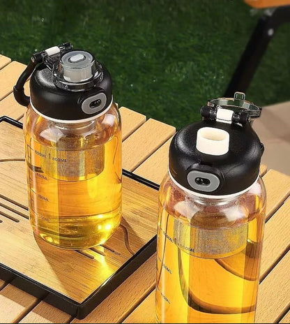 gourde en verre petit moyen format table camping