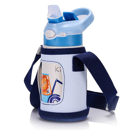 gourde enfant isotherme bleue avec sac