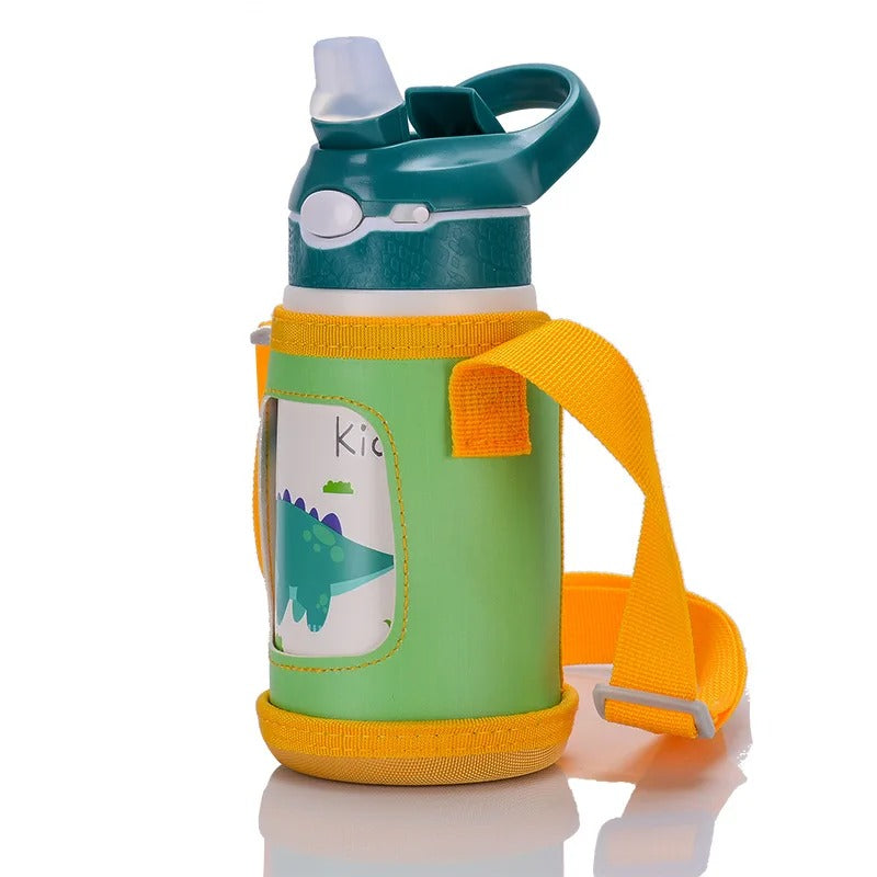 gourde enfant isotherme verte avec sac