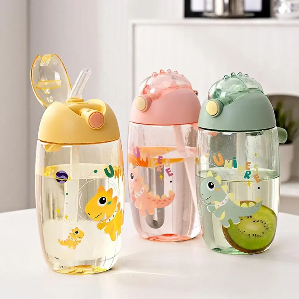 gourde enfant jaune rose ou verte avec dinosaures