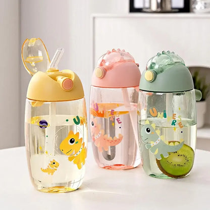 gourde enfant jaune rose ou verte avec dinosaures