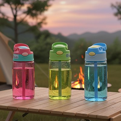 Gourde enfant table pique-nique en rose vert ou bleu