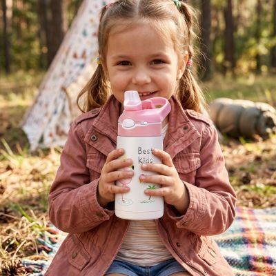 Gourde enfant tient facilement mains fillette plein air