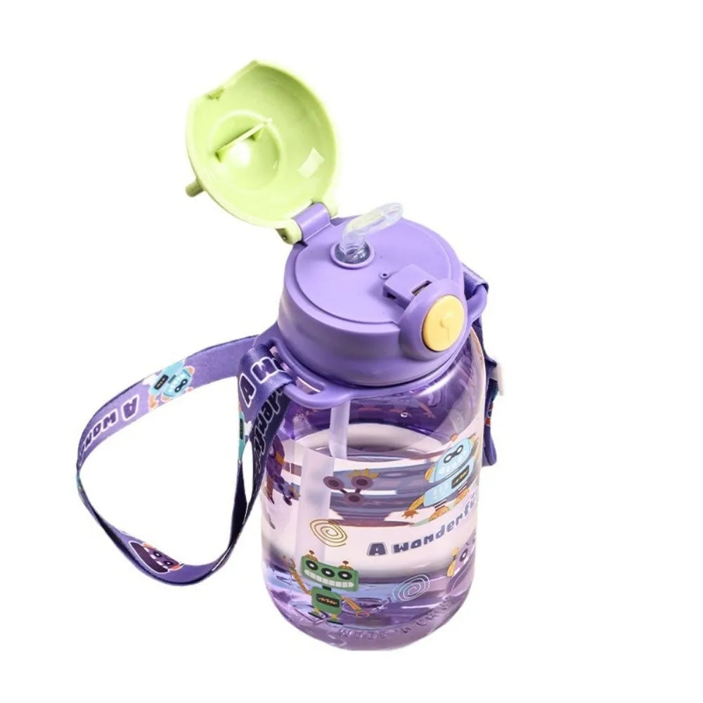 gourde enfant violette ouverte paille silicone
