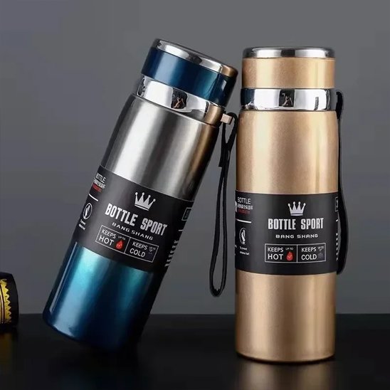 Gourde isotherme 1l en bleu ou or